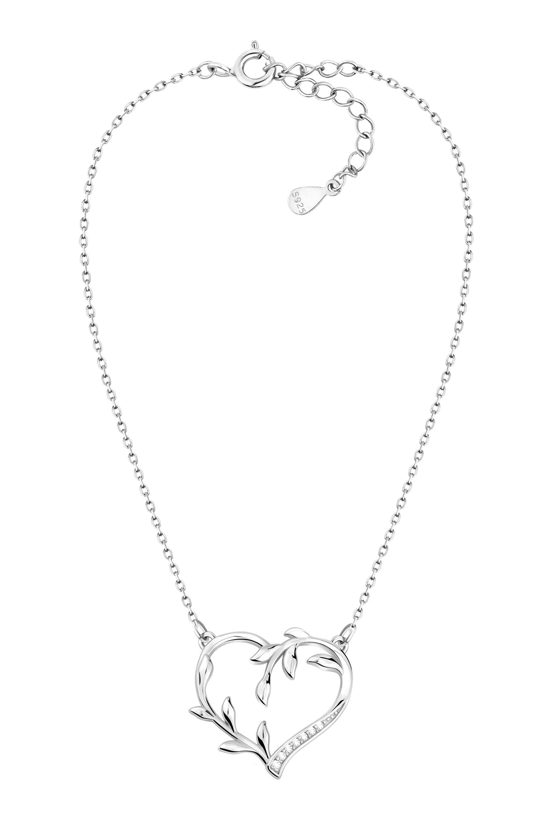 Vollansicht von Herz Blatt Halskette in 925 Silber von Sofia Milani - N0600