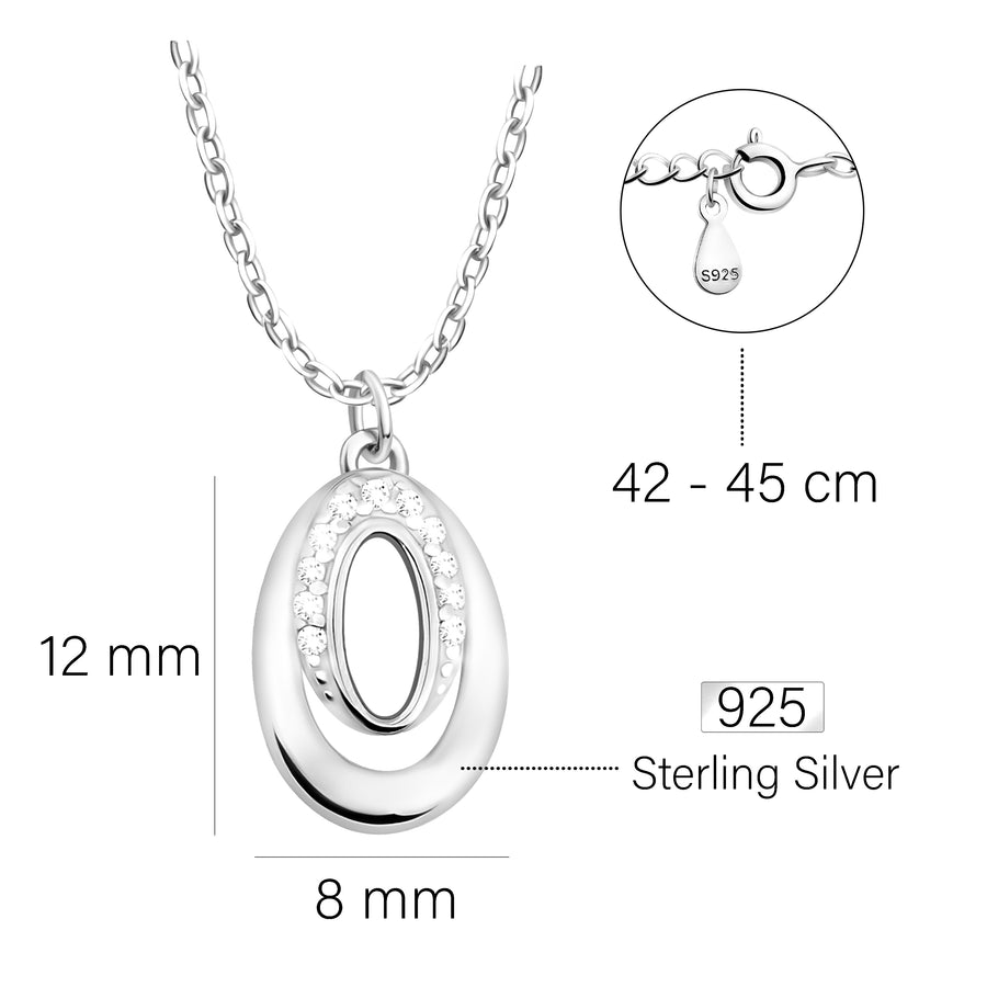 Maßenansicht von Oval Halskette in 925 Silber von Sofia Milani - N0606
