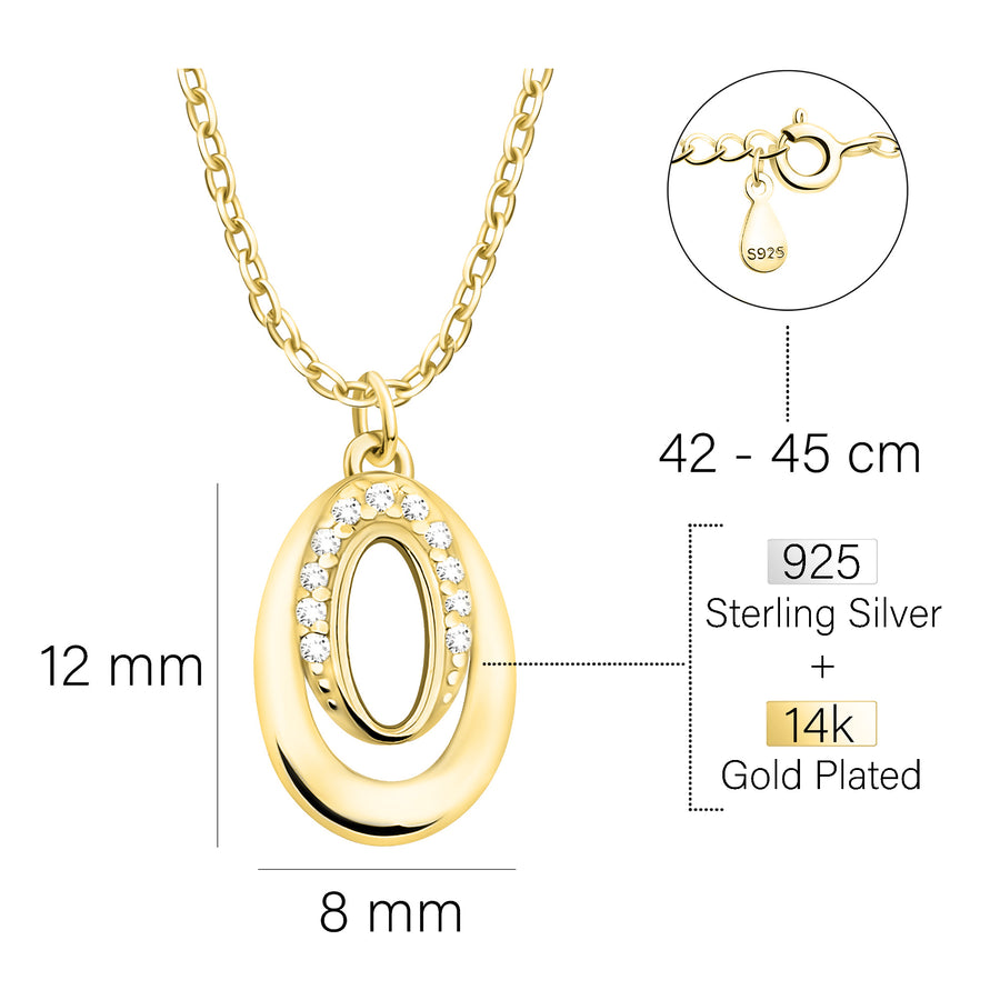 Maßenansicht von Oval Halskette in 925 Silber von Sofia Milani - N0607