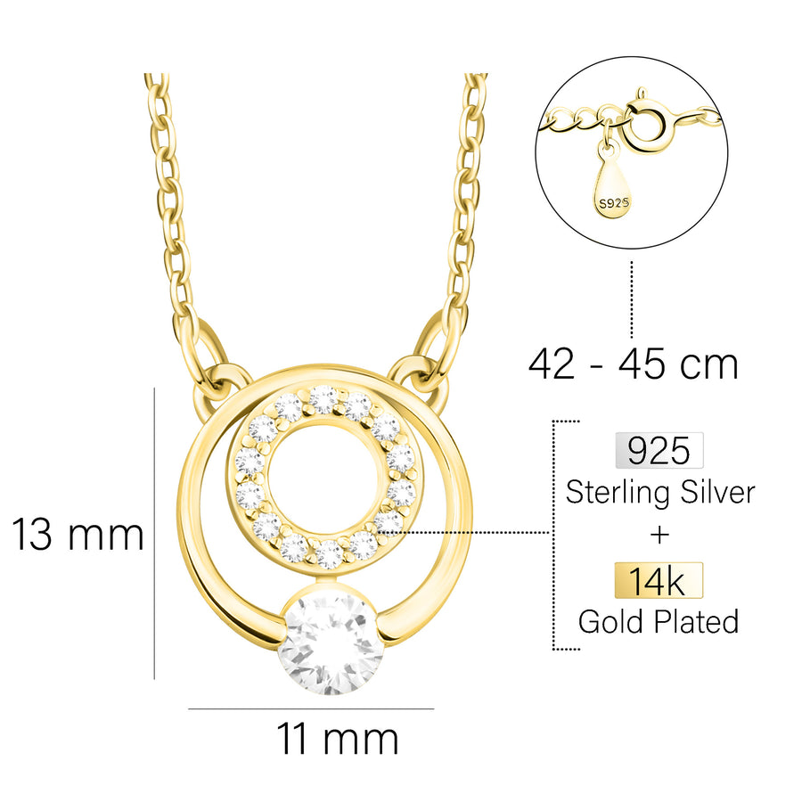 Maßenansicht von Kreis Halskette in 925 Silber von Sofia Milani - N0609