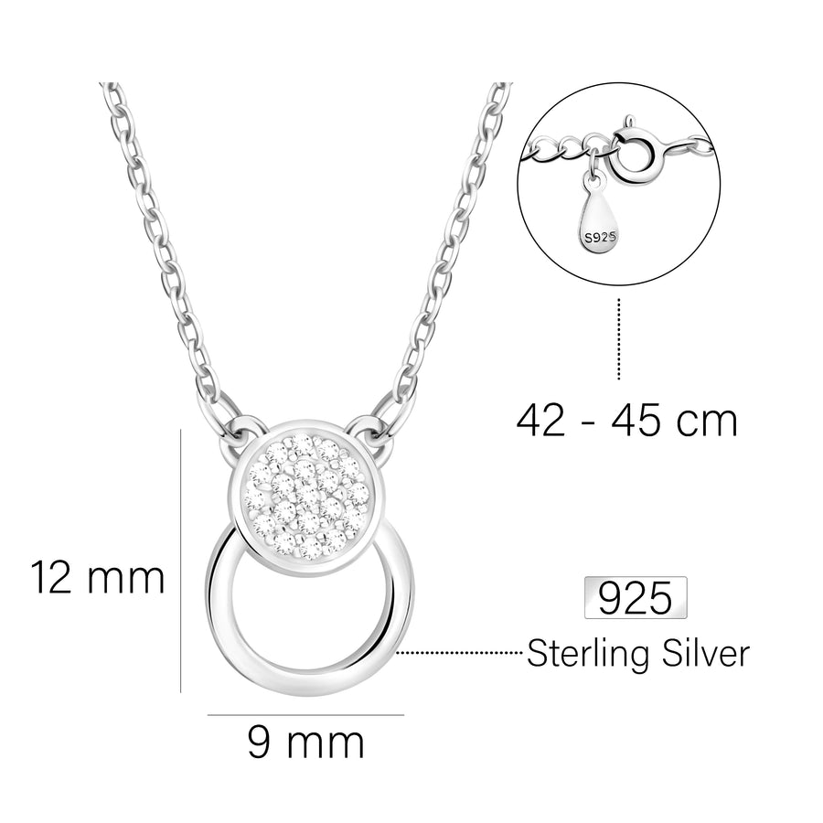 Maßenansicht von Kreis Halskette in 925 Silber von Sofia Milani - N0610