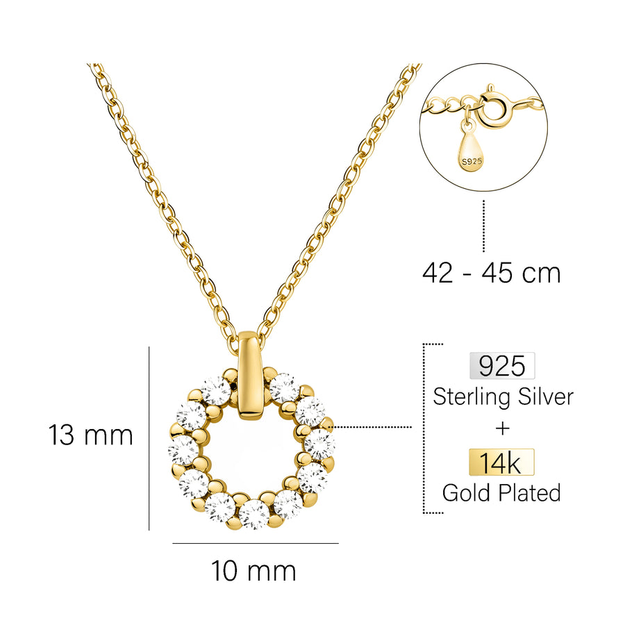Maßenansicht von Kreis Halskette in 925 Silber von Sofia Milani - N0613