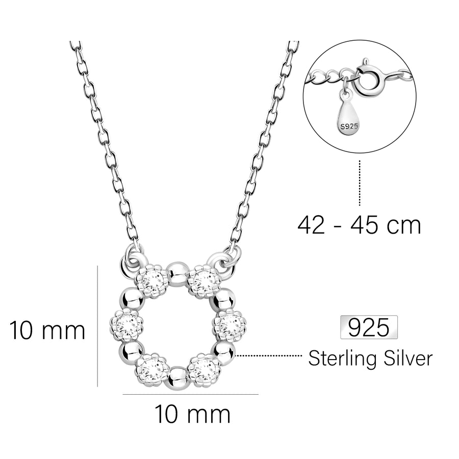 Maßenansicht von Kreis Blumen Halskette in 925 Silber von Sofia Milani - N0618