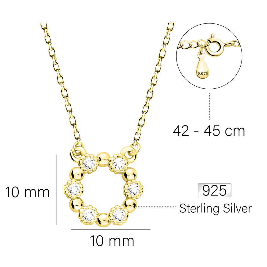 Maßenansicht von Kreis Blumen Halskette in 925 Silber von Sofia Milani - N0619