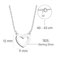 Maßenansicht von Herz Halskette in 925 Silber von Sofia Milani - N0624