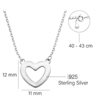 Maßenansicht von Herz Halskette in 925 Silber von Sofia Milani - N0624