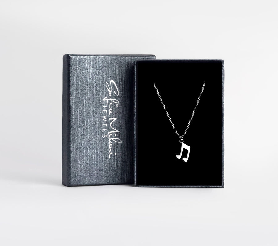 Boxansicht von Achtel Musik Note Halskette in 925 Silber von Sofia Milani - N0628