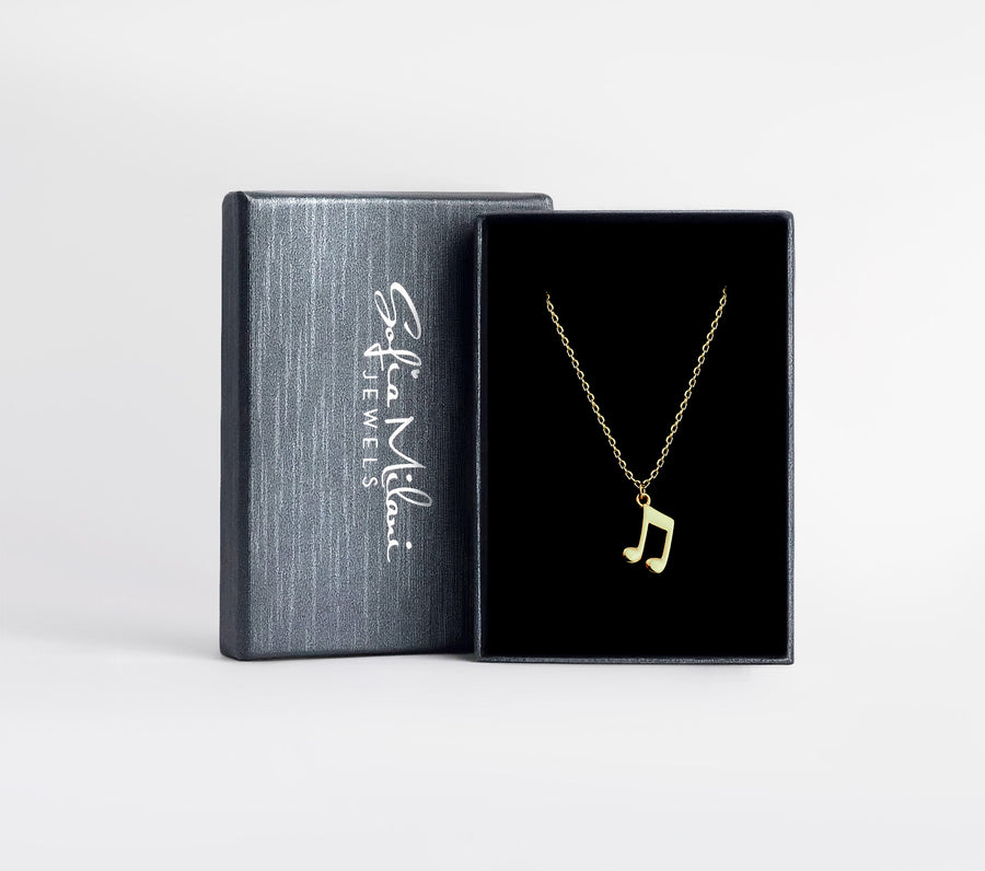 Boxansicht von Achtel Musik Note Halskette in 925 Silber von Sofia Milani - N0629