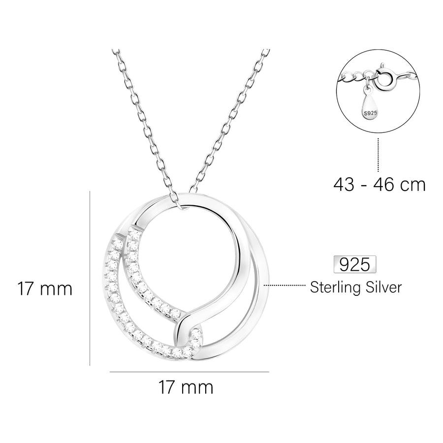 Maßenansicht von Kreis Halskette in 925 Silber von Sofia Milani - N0638