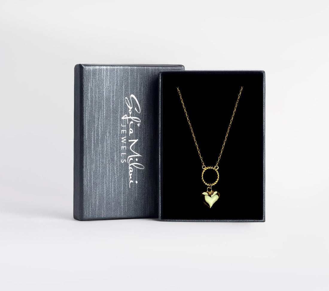 Boxansicht von Herz Kreis Halskette in 925 Silber von Sofia Milani - N0643