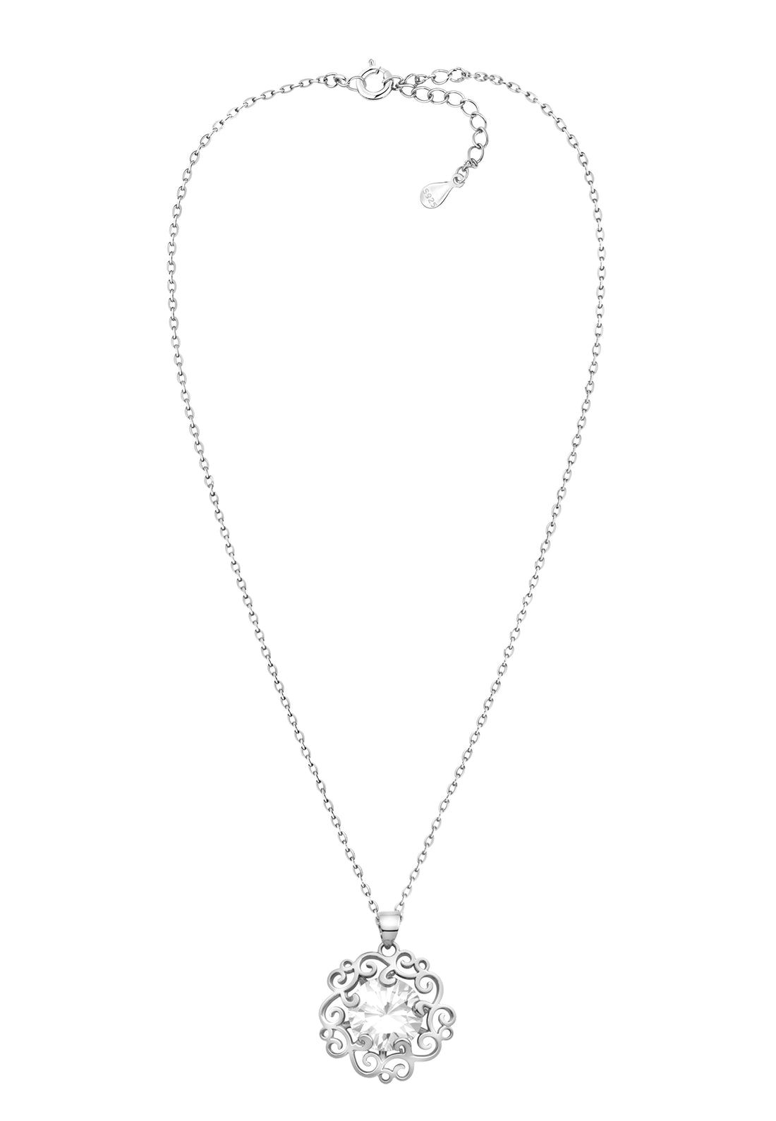 Vollansicht von Blumen Ornamenten Halskette in 925 Silber von Sofia Milani - N0644