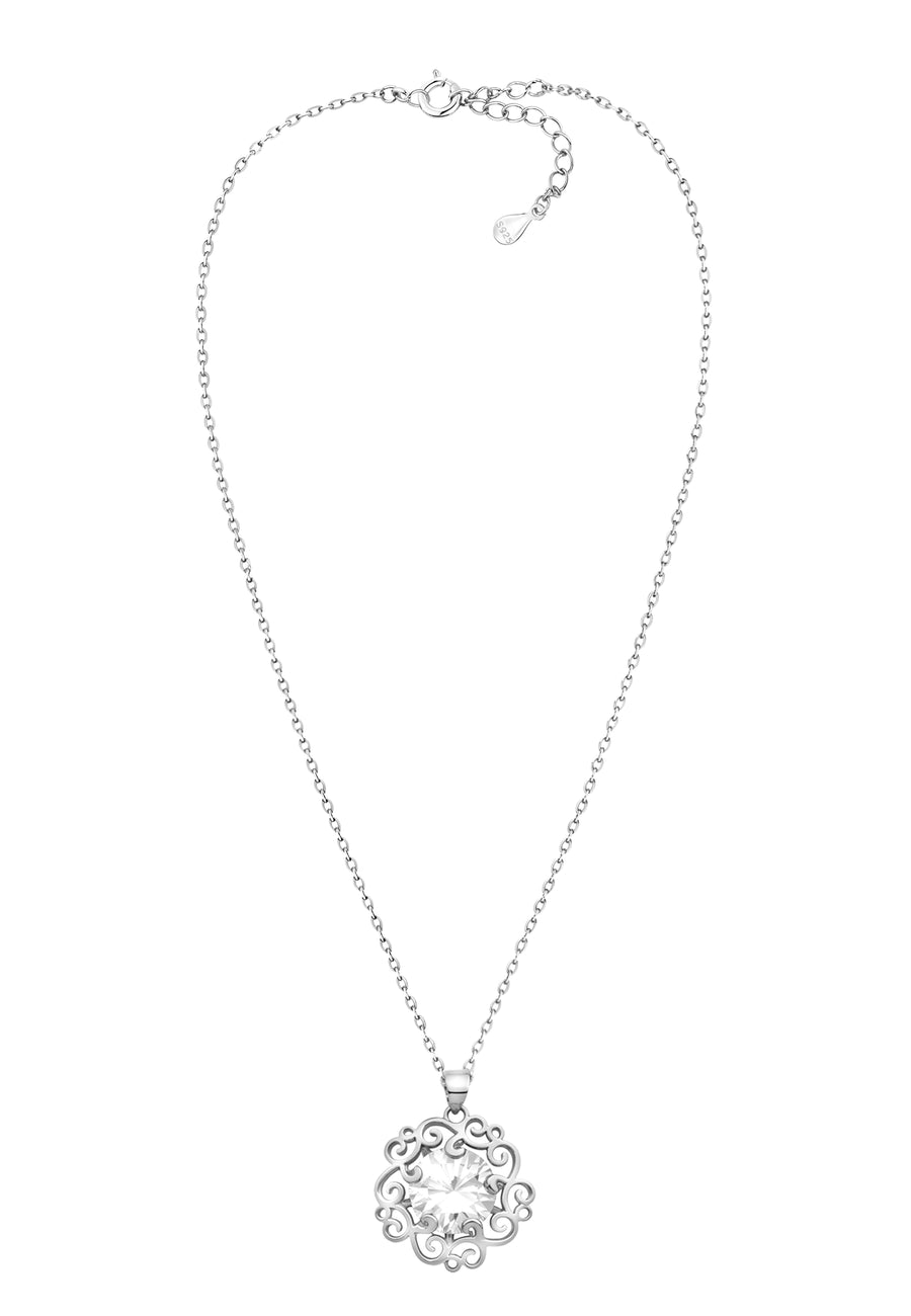 Vollansicht von Blumen Ornamenten Halskette in 925 Silber von Sofia Milani - N0644