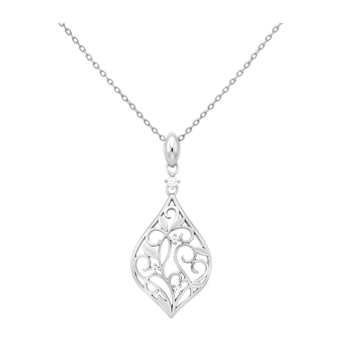 Hauptansicht von Blatt Blumen Halskette in 925 Silber von Sofia Milani - N0646