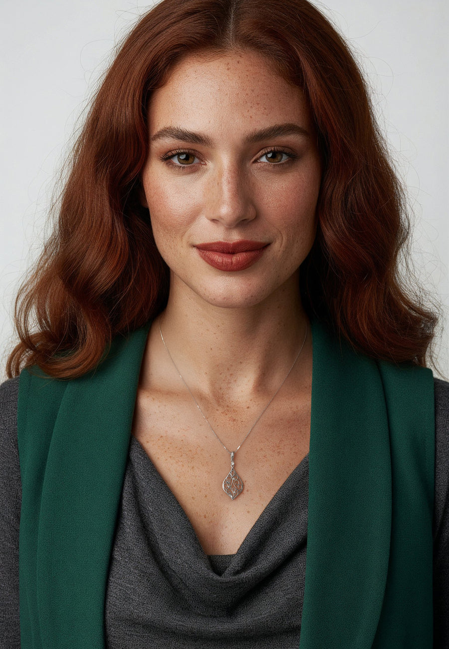 Modelansicht von Blatt Blumen Halskette in 925 Silber von Sofia Milani - N0646