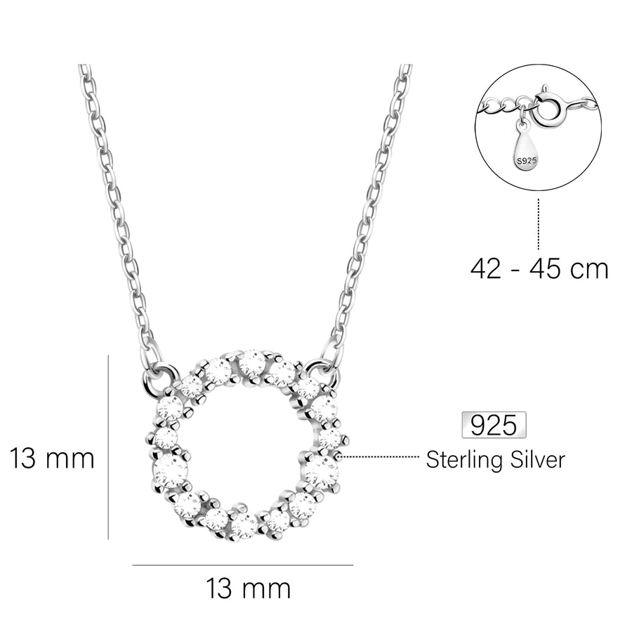 Maßenansicht von Kreis Halskette in 925 Silber von Sofia Milani - N0648
