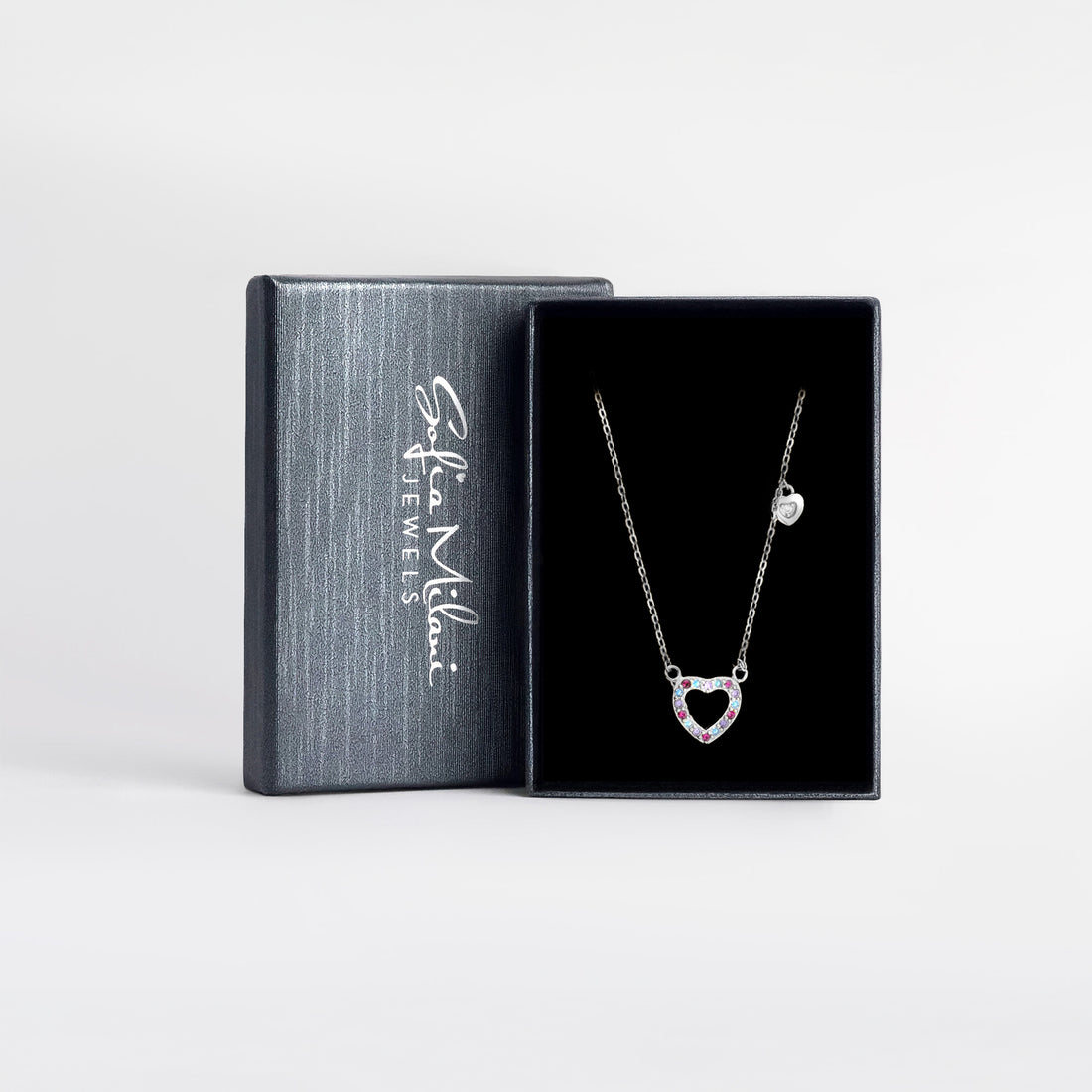 Boxansicht von Herz Halskette in 925 Silber von Sofia Milani - N0652