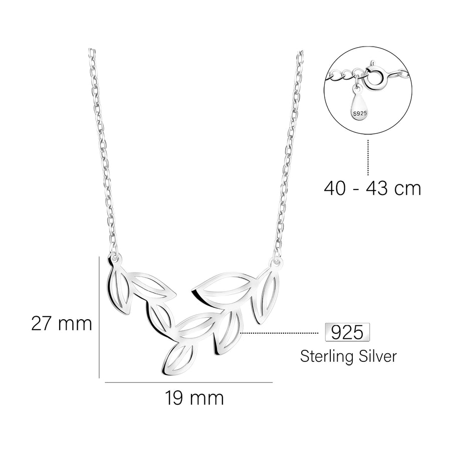 Maßenansicht von Blatt Halskette in 925 Silber von Sofia Milani - N0654