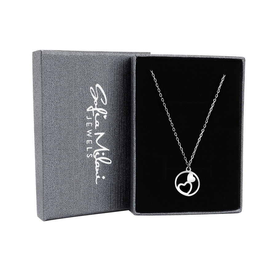 Boxansicht von Herz Kreis Halskette in 925 Silber von Sofia Milani - N0656