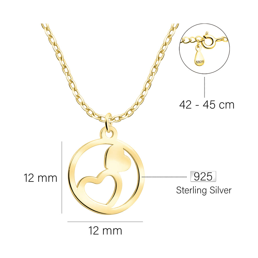 Maßenansicht von Herz Kreis Halskette in 925 Silber von Sofia Milani - N0657
