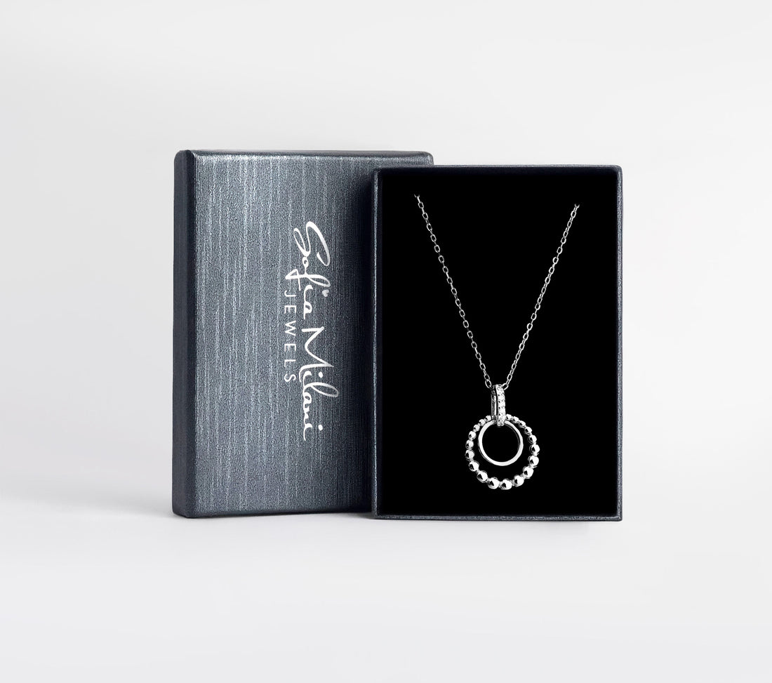 Boxansicht von Kugel Kreis Halskette in 925 Silber von Sofia Milani - N0658