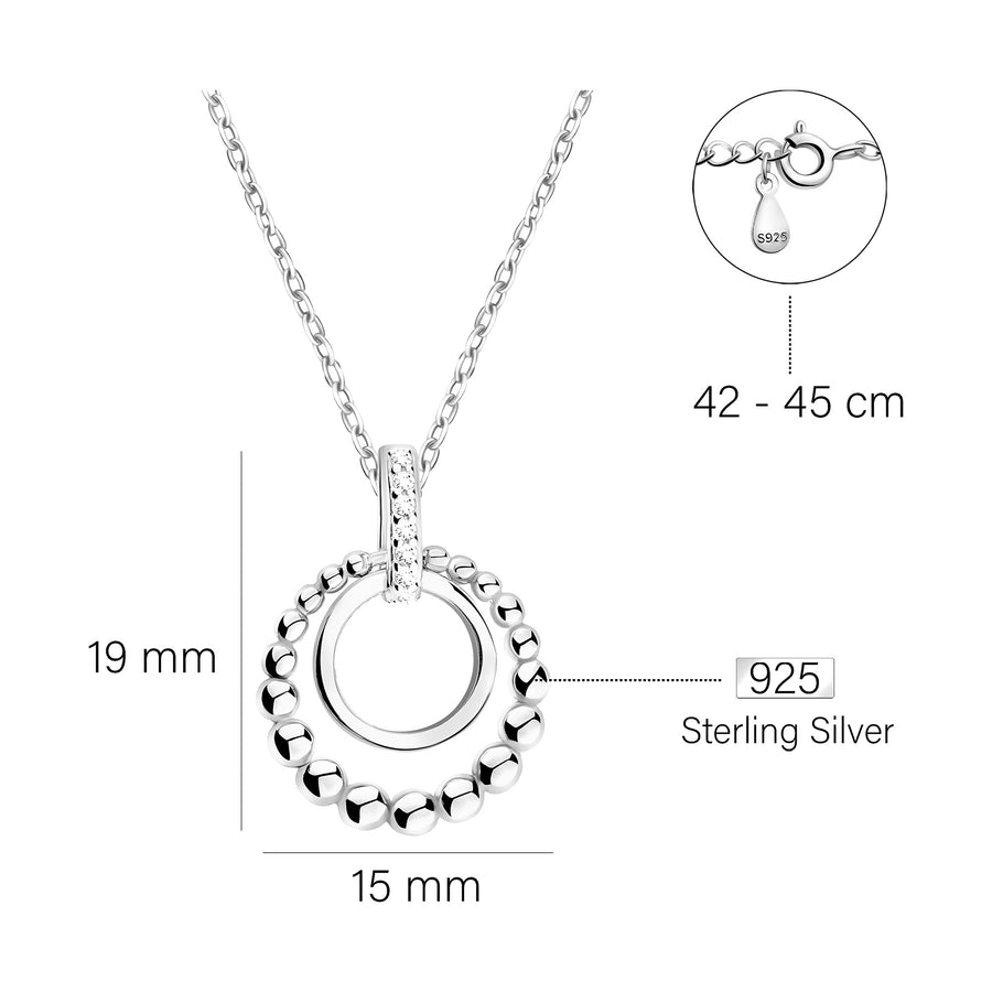 Maßenansicht von Kugel Kreis Halskette in 925 Silber von Sofia Milani - N0658