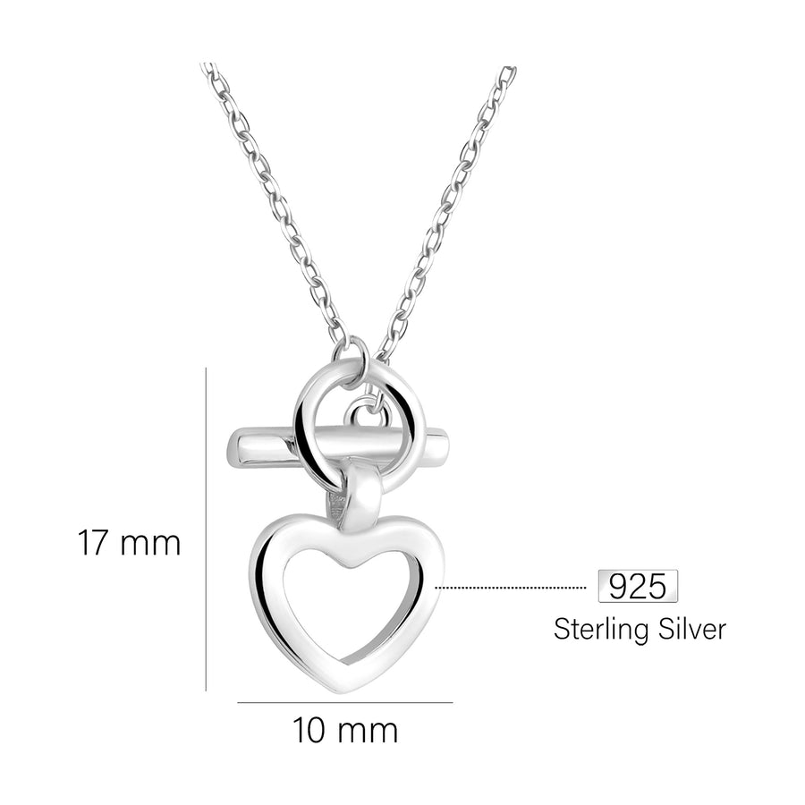Maßenansicht von Herz Stab Kreis Halskette in 925 Silber von Sofia Milani - N0662
