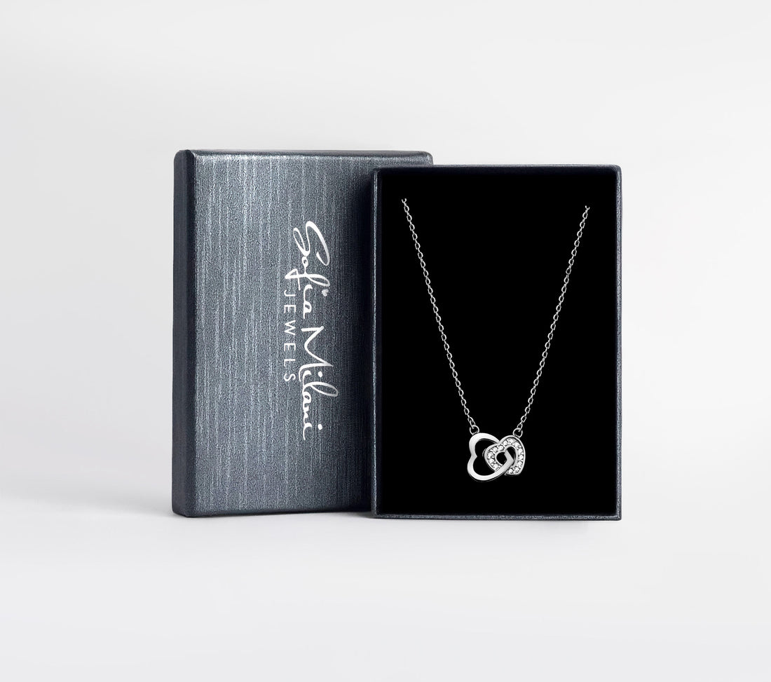 Boxansicht von Doppeltes Herz Halskette in 925 Silber von Sofia Milani - N0664