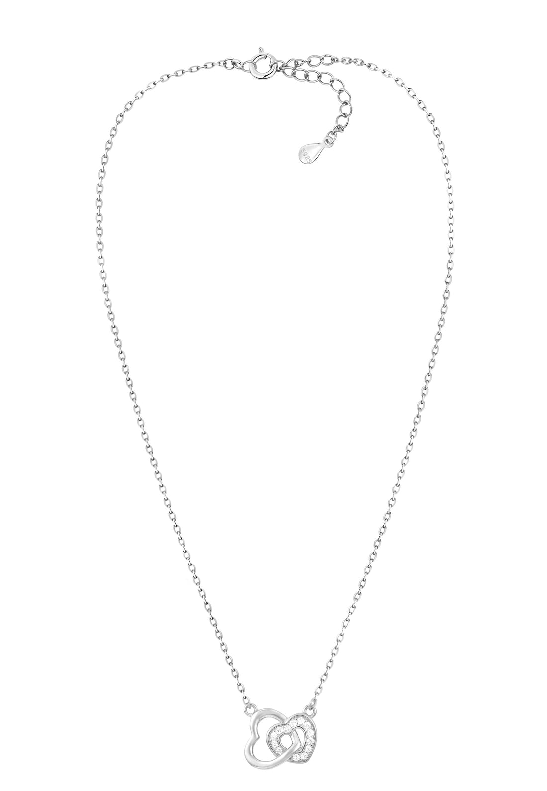 Vollansicht von Doppeltes Herz Halskette in 925 Silber von Sofia Milani - N0664