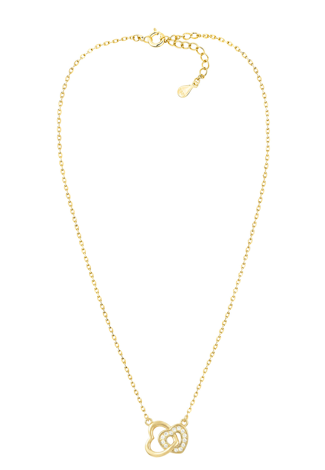 Vollansicht von Doppeltes Herz Halskette in 925 Silber von Sofia Milani - N0665