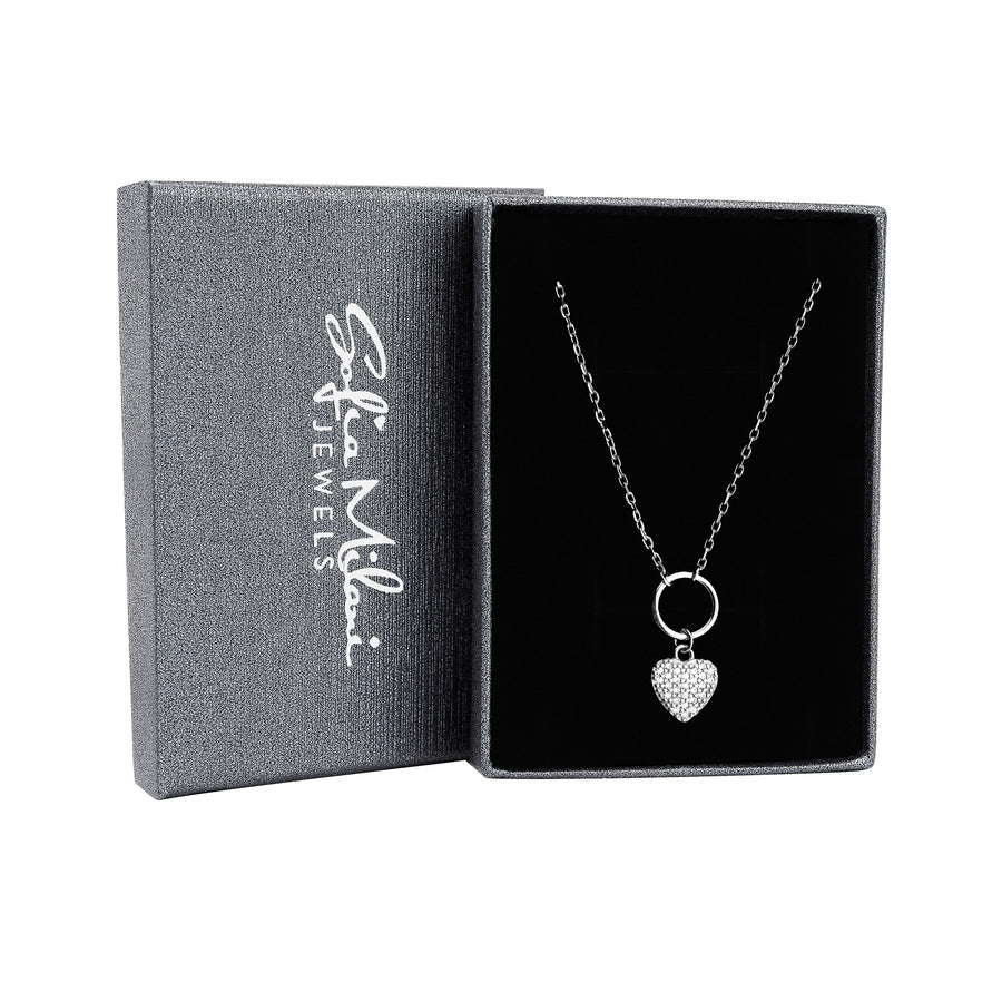 Boxansicht von Herz Kreis Halskette in 925 Silber von Sofia Milani - N0674