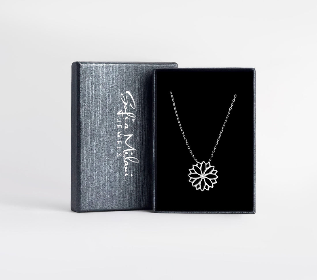 Boxansicht von Blumen Halskette in 925 Silber von Sofia Milani - N0676