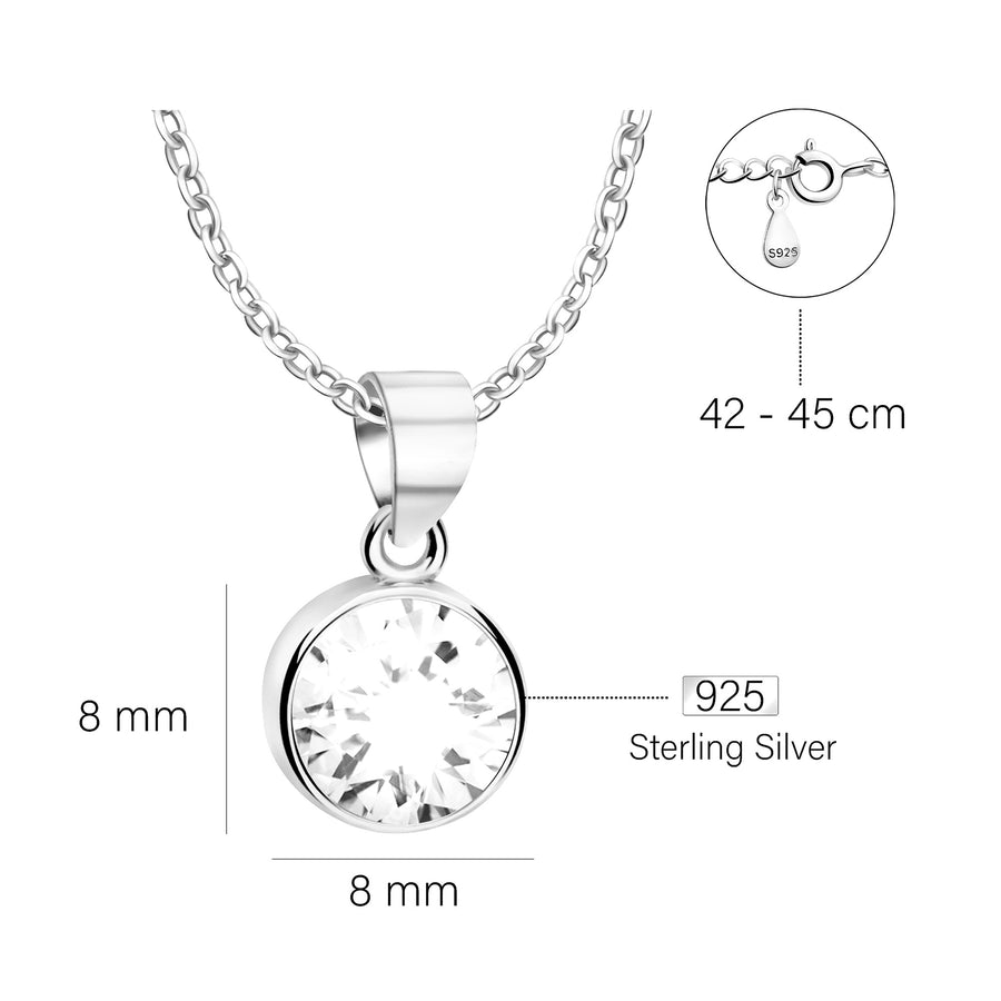 Maßenansicht von Zirkonia Halskette in 925 Silber von Sofia Milani - N0684