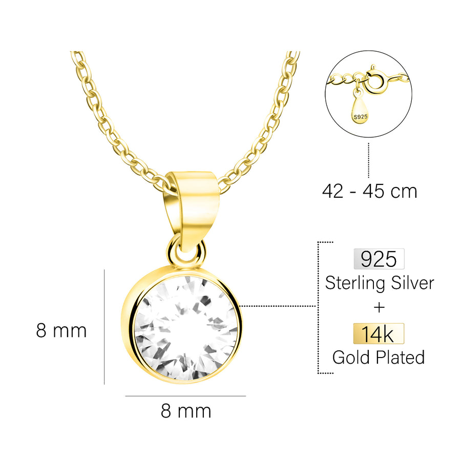 Maßenansicht von Zirkonia Halskette in 925 Silber von Sofia Milani - N0685