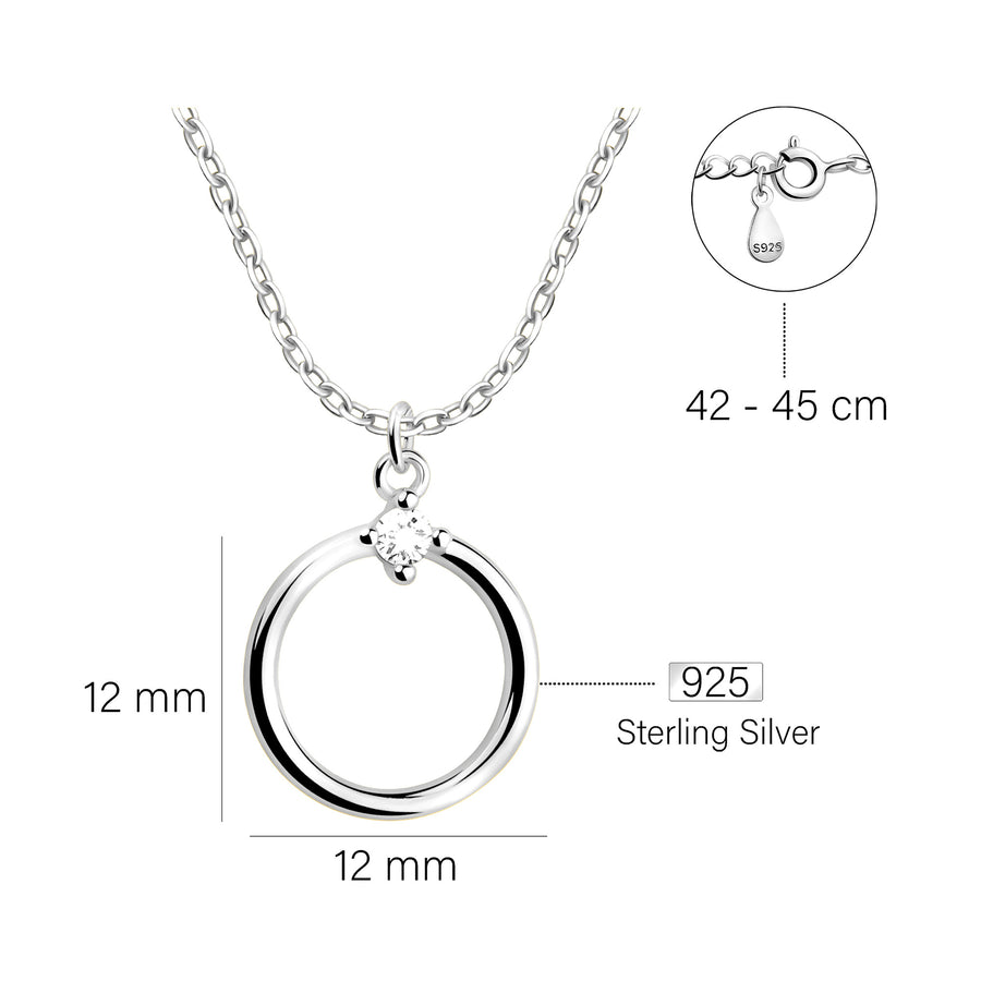 Maßenansicht von Kreis Halskette in 925 Silber von Sofia Milani - N0686