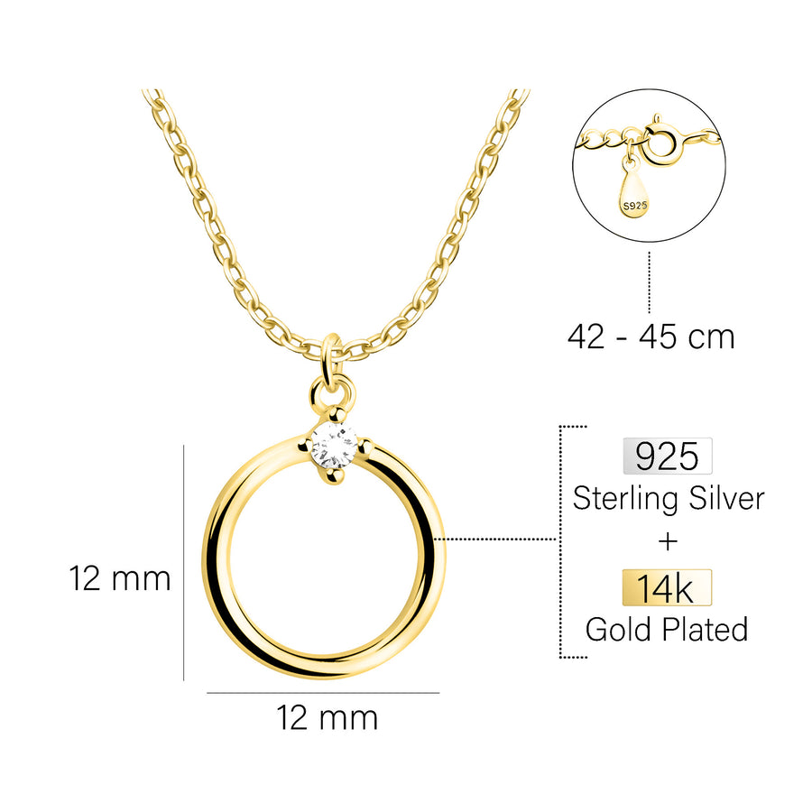 Maßenansicht von Kreis Halskette in 925 Silber von Sofia Milani - N0687