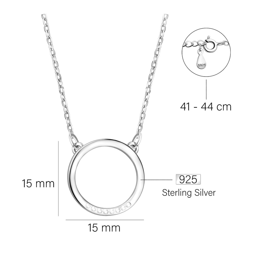 Maßenansicht von Kreis Halskette in 925 Silber von Sofia Milani - N0688