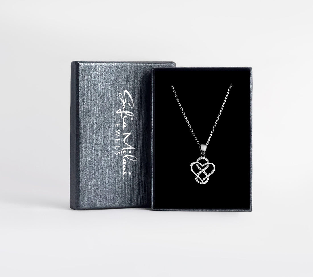 Boxansicht von Herz Unendlich Infinity Halskette in 925 Silber von Sofia Milani - N0690