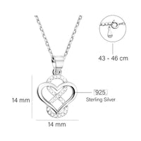 Maßenansicht von Herz Unendlich Infinity Halskette in 925 Silber von Sofia Milani - N0690