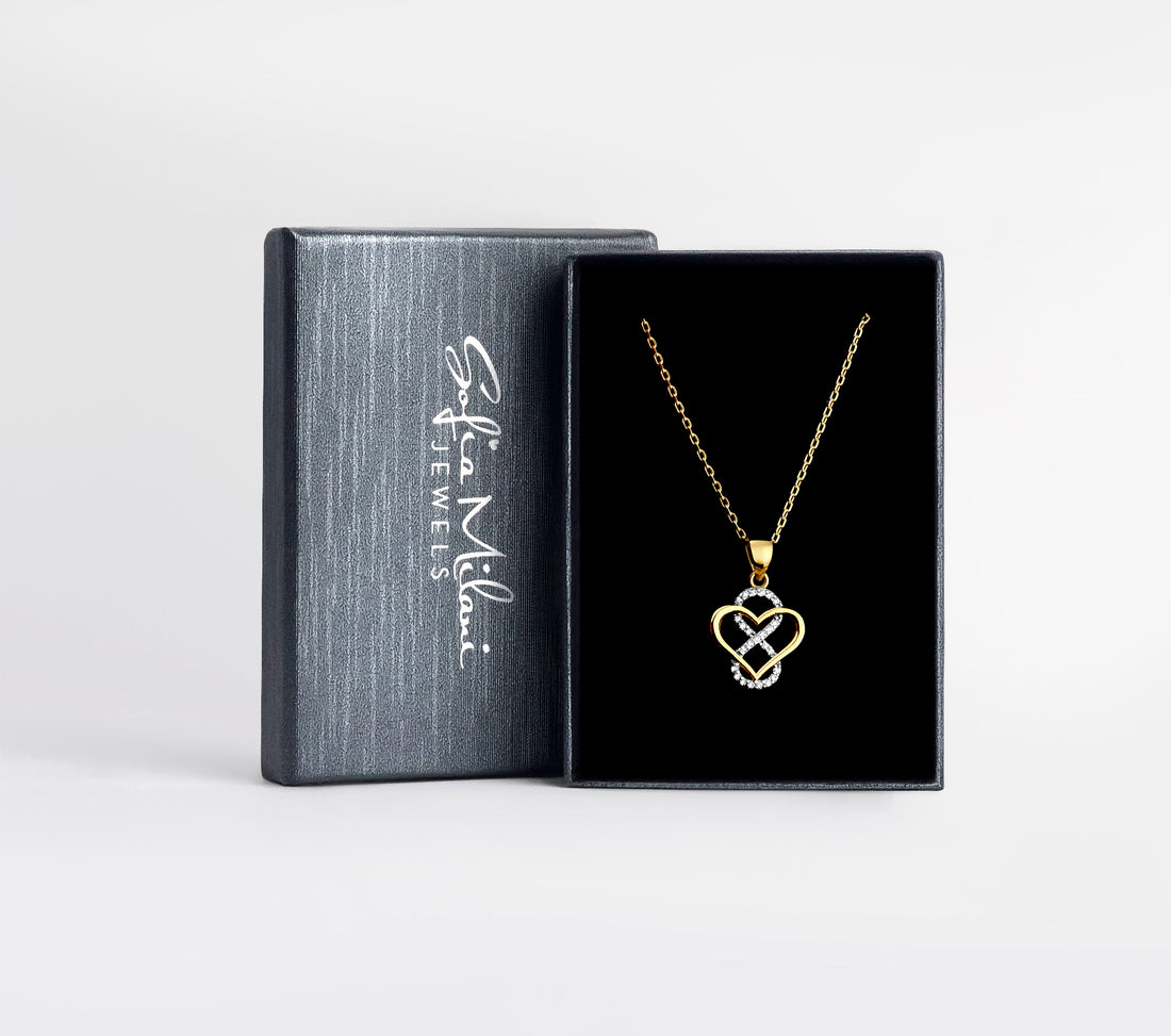 Boxansicht von Herz Unendlich Infinity Halskette in 925 Silber von Sofia Milani - N0691