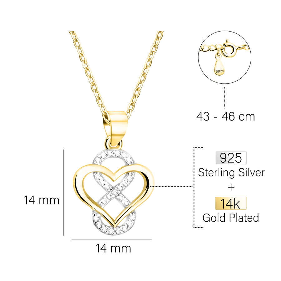 Maßenansicht von Herz Unendlich Infinity Halskette in 925 Silber von Sofia Milani - N0691