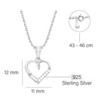 Maßenansicht von Herz Halskette in 925 Silber von Sofia Milani - N0692