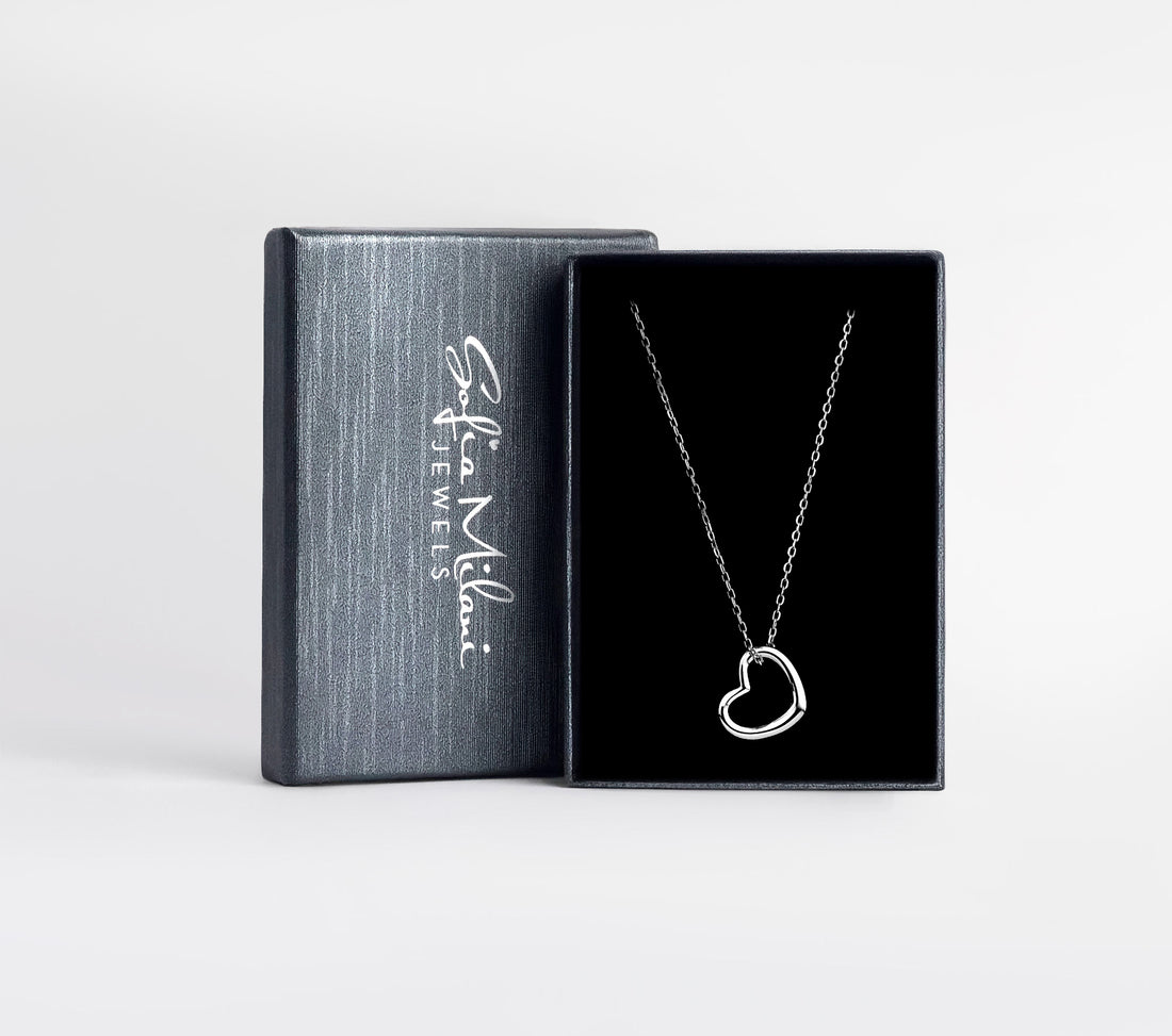 Boxansicht von Herz Halskette in 925 Silber von Sofia Milani - N0700
