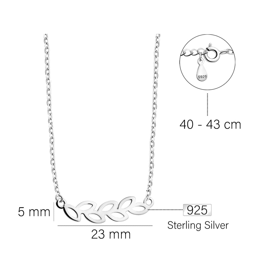 Maßenansicht von Blatt Halskette in 925 Silber von Sofia Milani - N0710