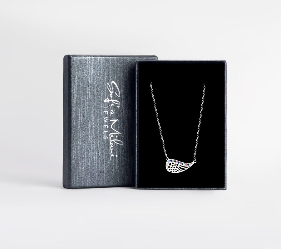 Boxansicht von Flügel Engel Halskette in 925 Silber von Sofia Milani - N0750