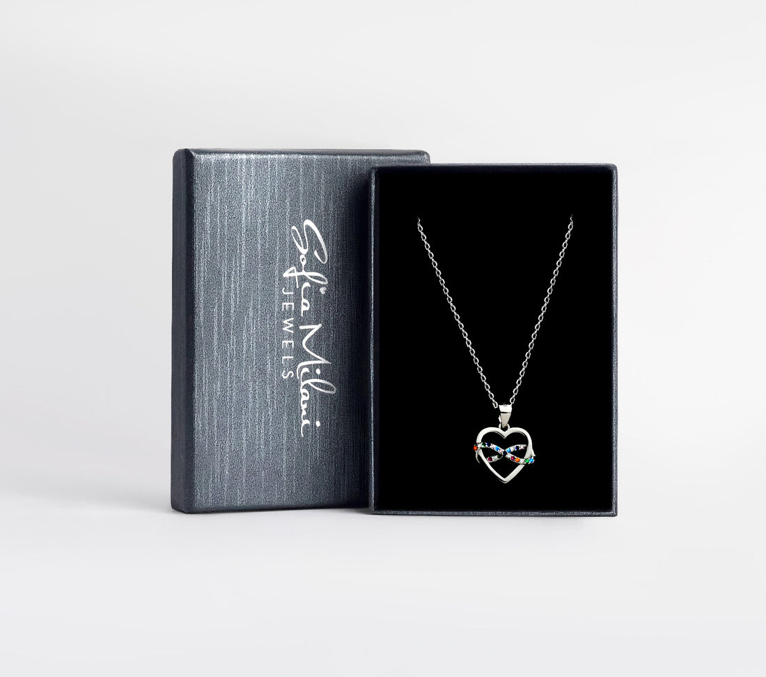 Boxansicht von Herz Unendlich Infinity Halskette in 925 Silber von Sofia Milani - N0751