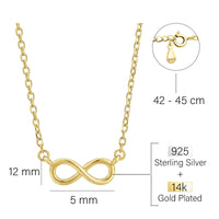Maßenansicht von Unendlich Infinity Halskette in 925 Silber von Sofia Milani - N0756