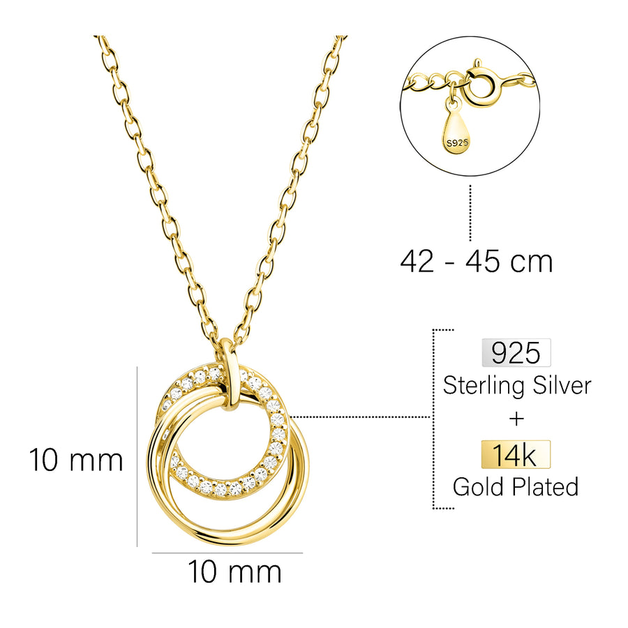 Maßenansicht von Kreis Halskette in 925 Silber von Sofia Milani - N0759