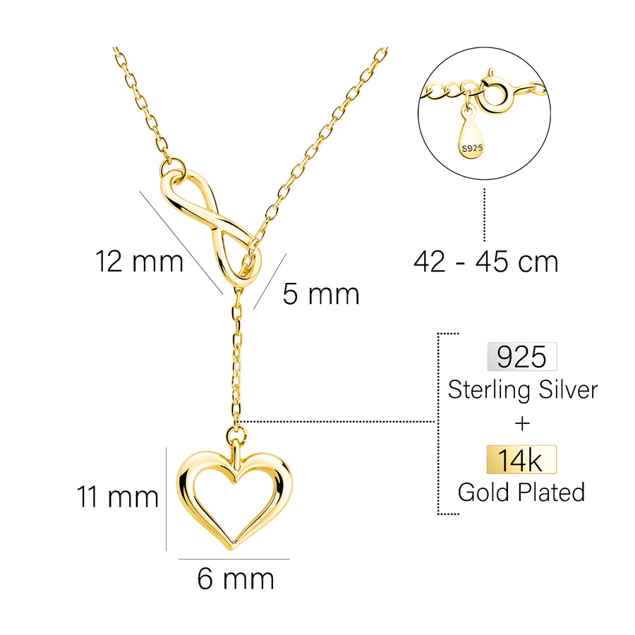 Maßenansicht von Herz Halskette in 925 Silber von Sofia Milani - N0762