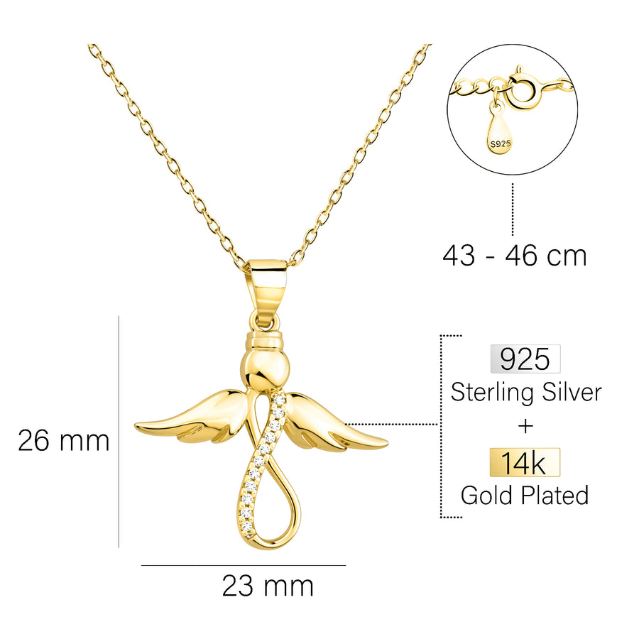 Maßenansicht von Flügel Halskette in 925 Silber von Sofia Milani - N0769