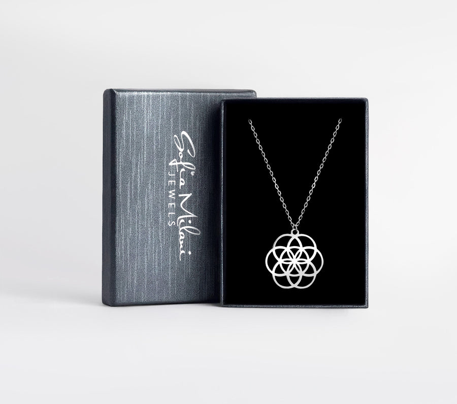 Boxansicht von Blumen Ornamenten Halskette in 925 Silber von Sofia Milani - N0782